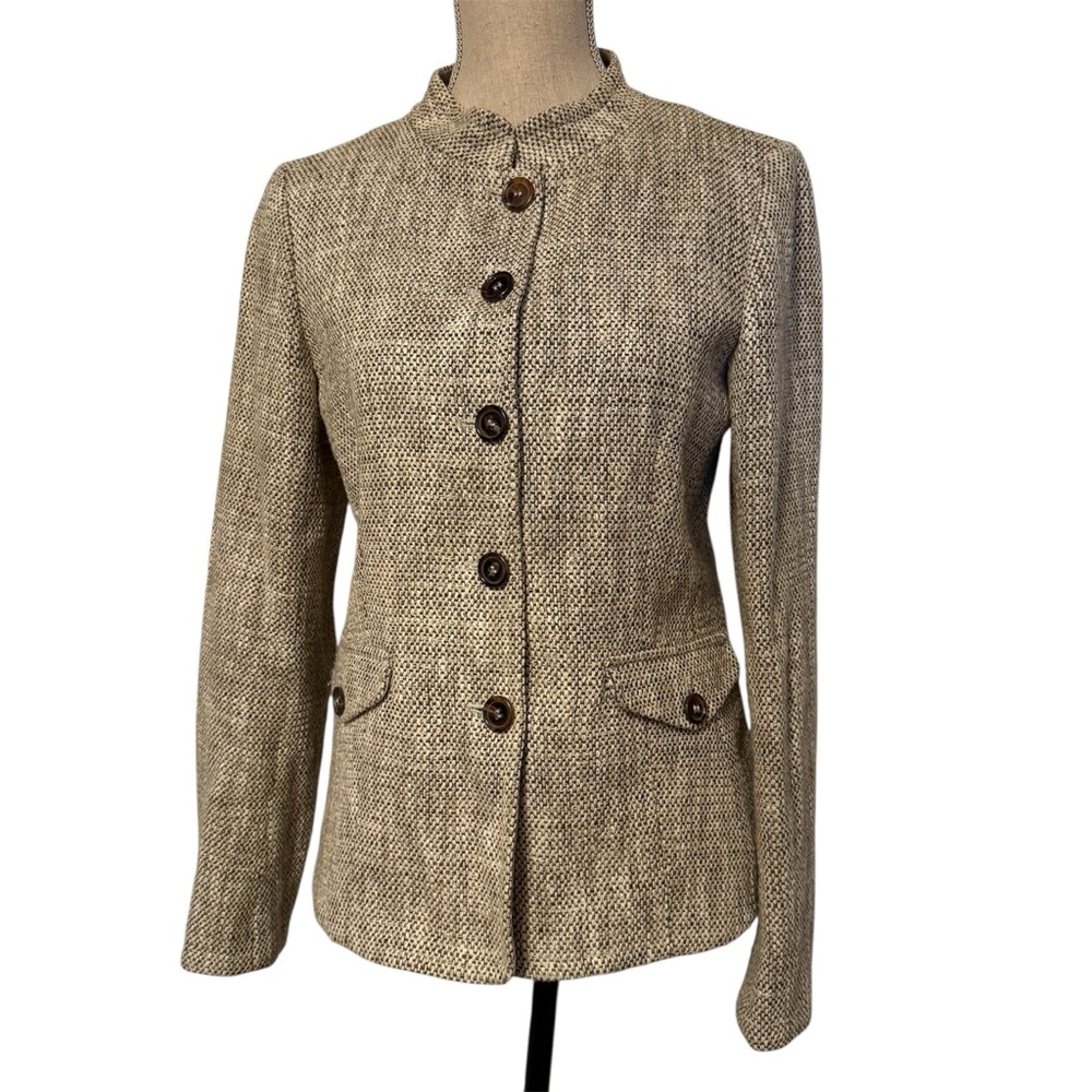 ‘S MAX MARA JACKET BLAZER COAT TWEED TAN TAUPE BROWN CREAM LONG SLEEVE SIZE 8